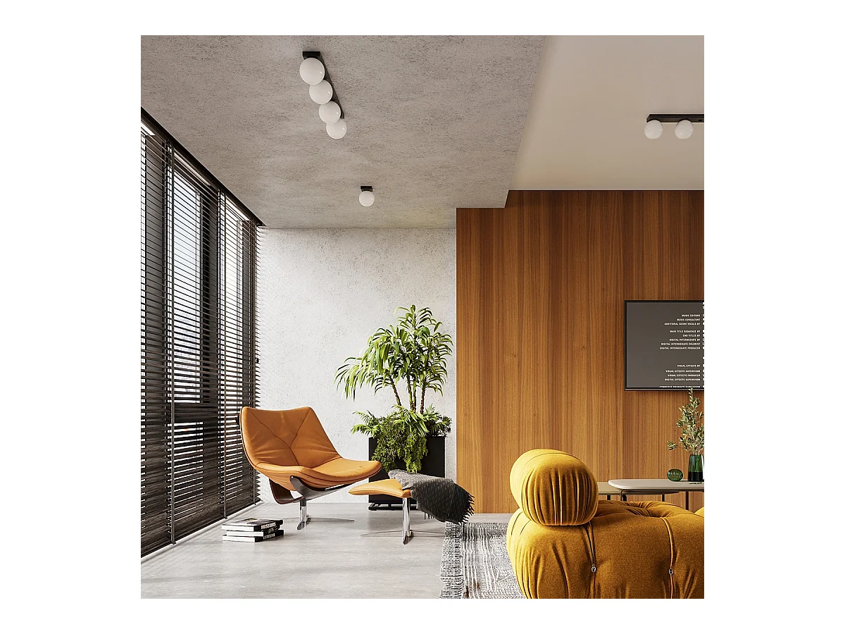 Deckenlampen Zynfi modern aus  Stahl/Glas - 6 lichtquellen 3000K - L.120 x H. cm - Schwarz