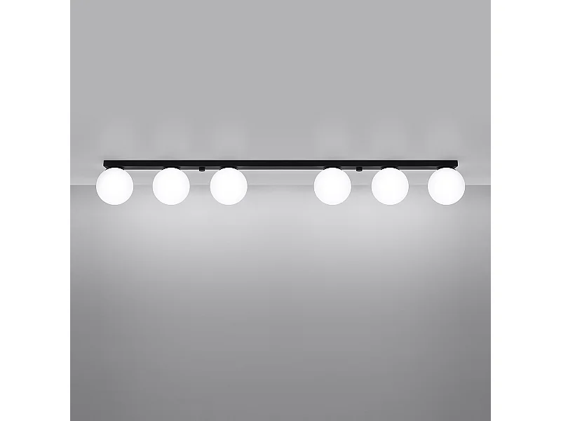 Plafondlampen Zynfi modern van  - 6 lichtbronnen 3000K - L.120 x H.14,5 cm - zwart