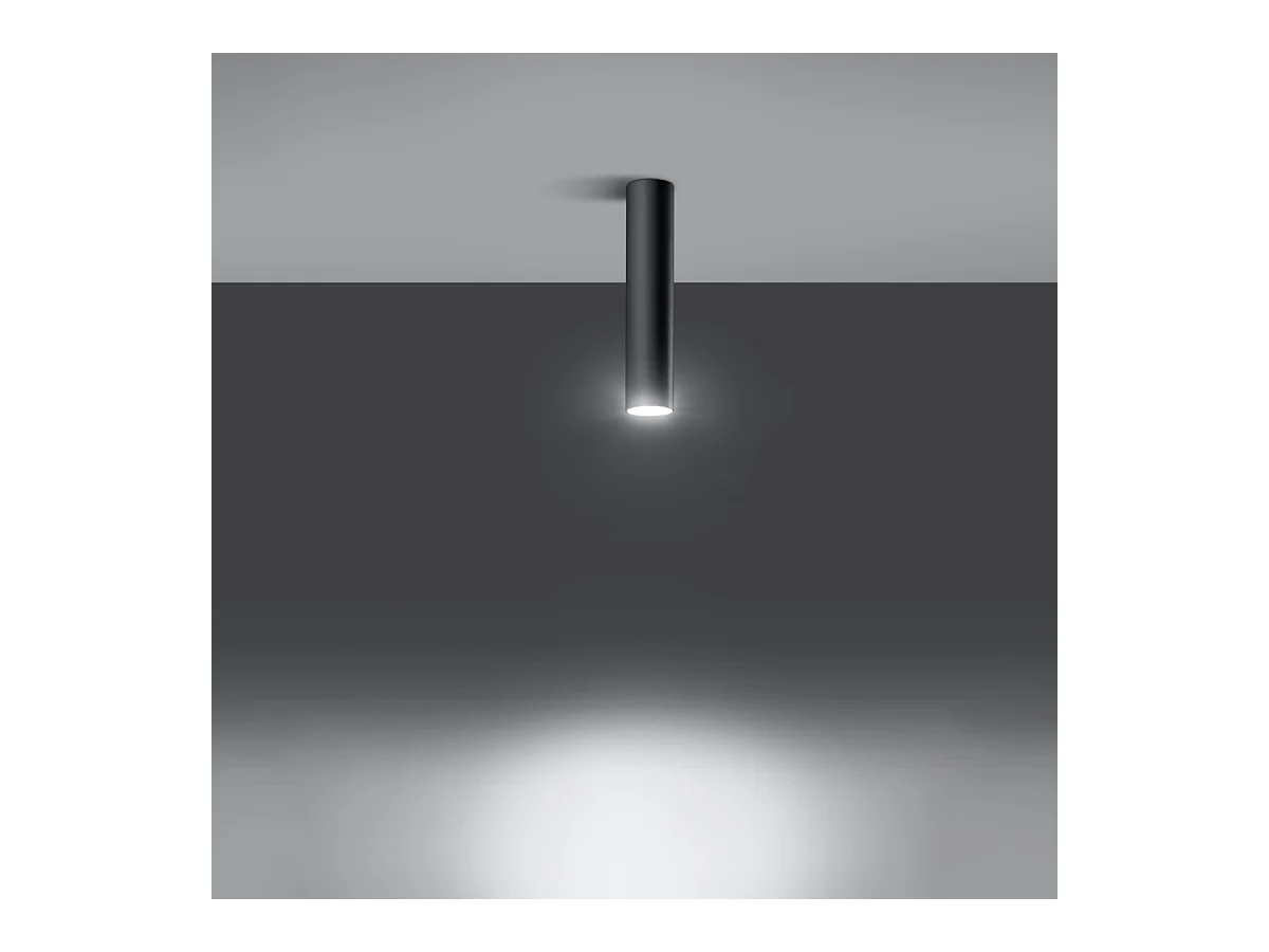 Plafony nowoczesny Toris, stal - 1 źródło światła 4000K - L.6 x H.30 cm - czarny