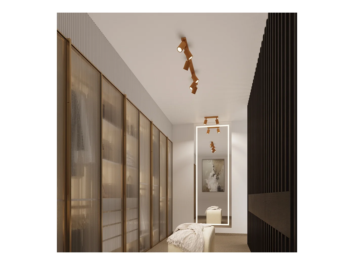 Plafondlamp Gloow minimalistisch van  - 1 lichtbronnen 3000K - L.6,5 x H.60 cm - gouden