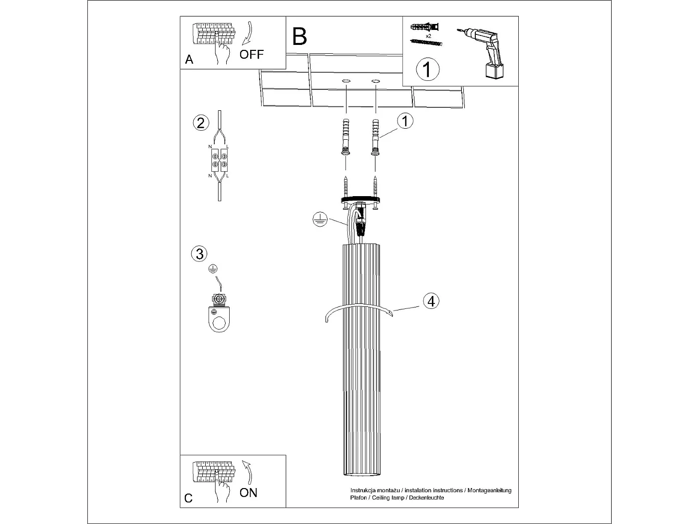Lampa sufitowa minimalistyczny Gloow, aluminium - 1 źródło światła 3000K - L.6.5 x H.60 cm - złoty