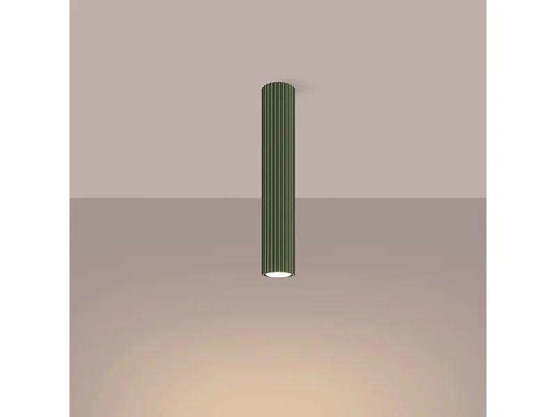 Plafonnier Gloow minimaliste en aluminium - 1 sources lumineuses 3000K - L.6,5 x H.40 cm - vert olive