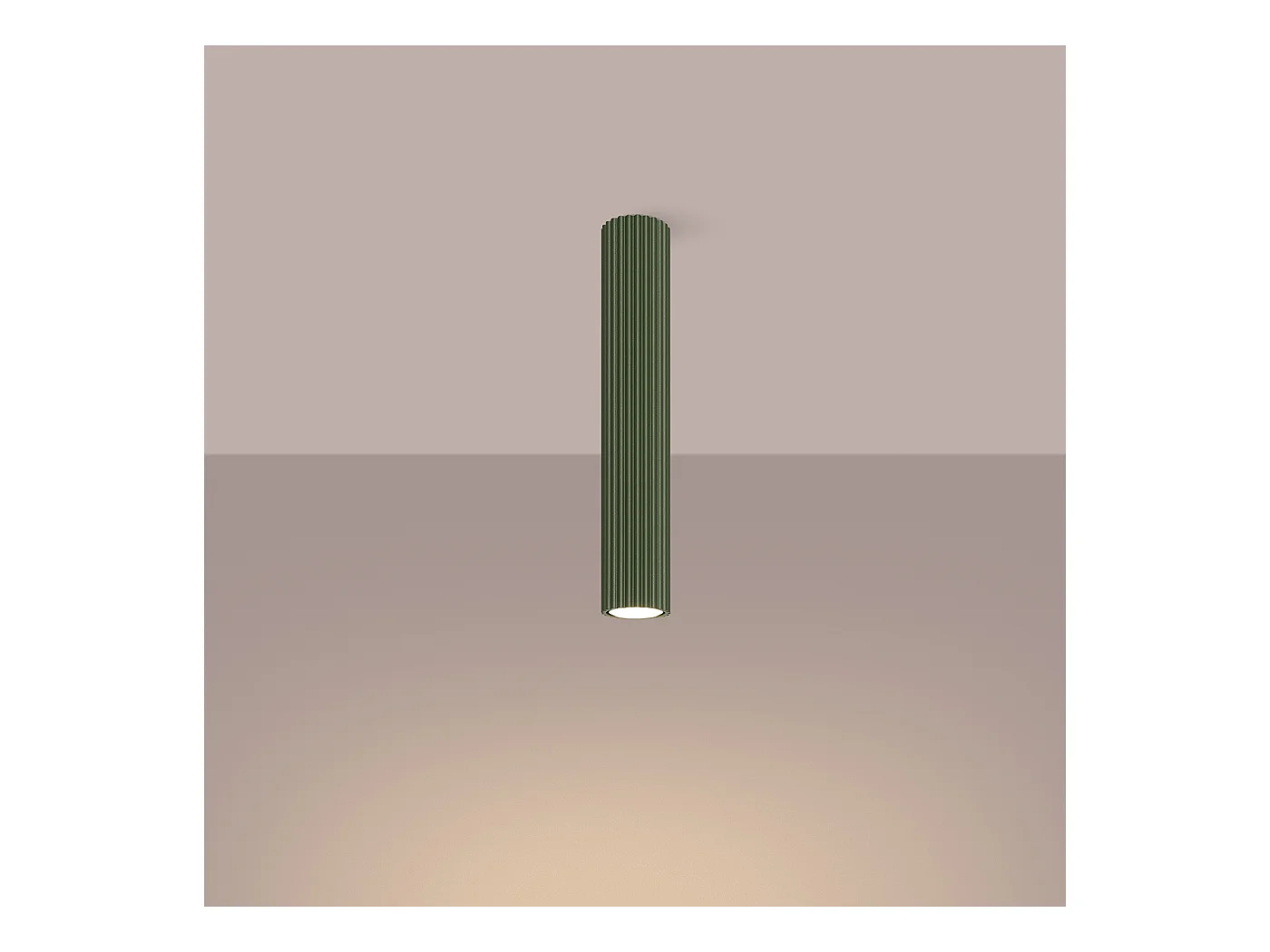 Plafonnier Gloow minimaliste en aluminium - 1 sources lumineuses 3000K - L.6,5 x H.40 cm - vert olive