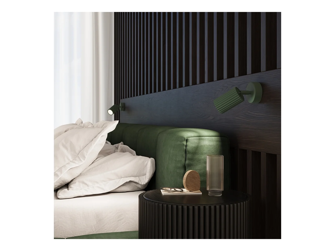 Plafonnier Gloow minimaliste en aluminium - 1 sources lumineuses 3000K - L.6,5 x H.40 cm - vert olive