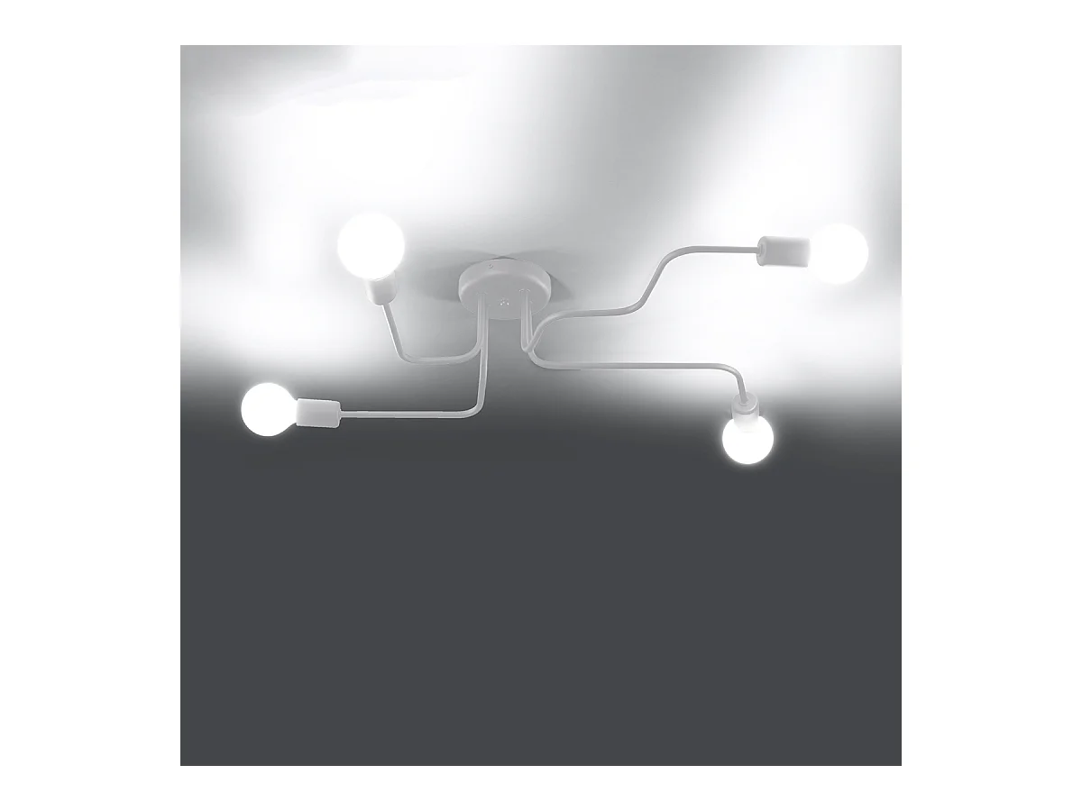Plafonniers Infinix industriel en acier - 4 sources lumineuses 3000K - L.78 x H.15,5 cm - blanc