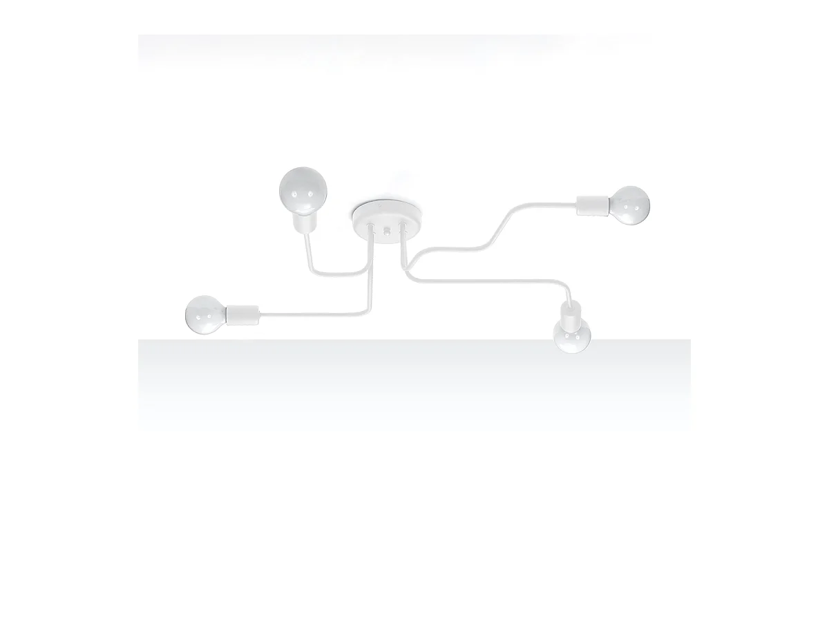 Plafonniers Infinix industriel en acier - 4 sources lumineuses 3000K - L.78 x H.15,5 cm - blanc