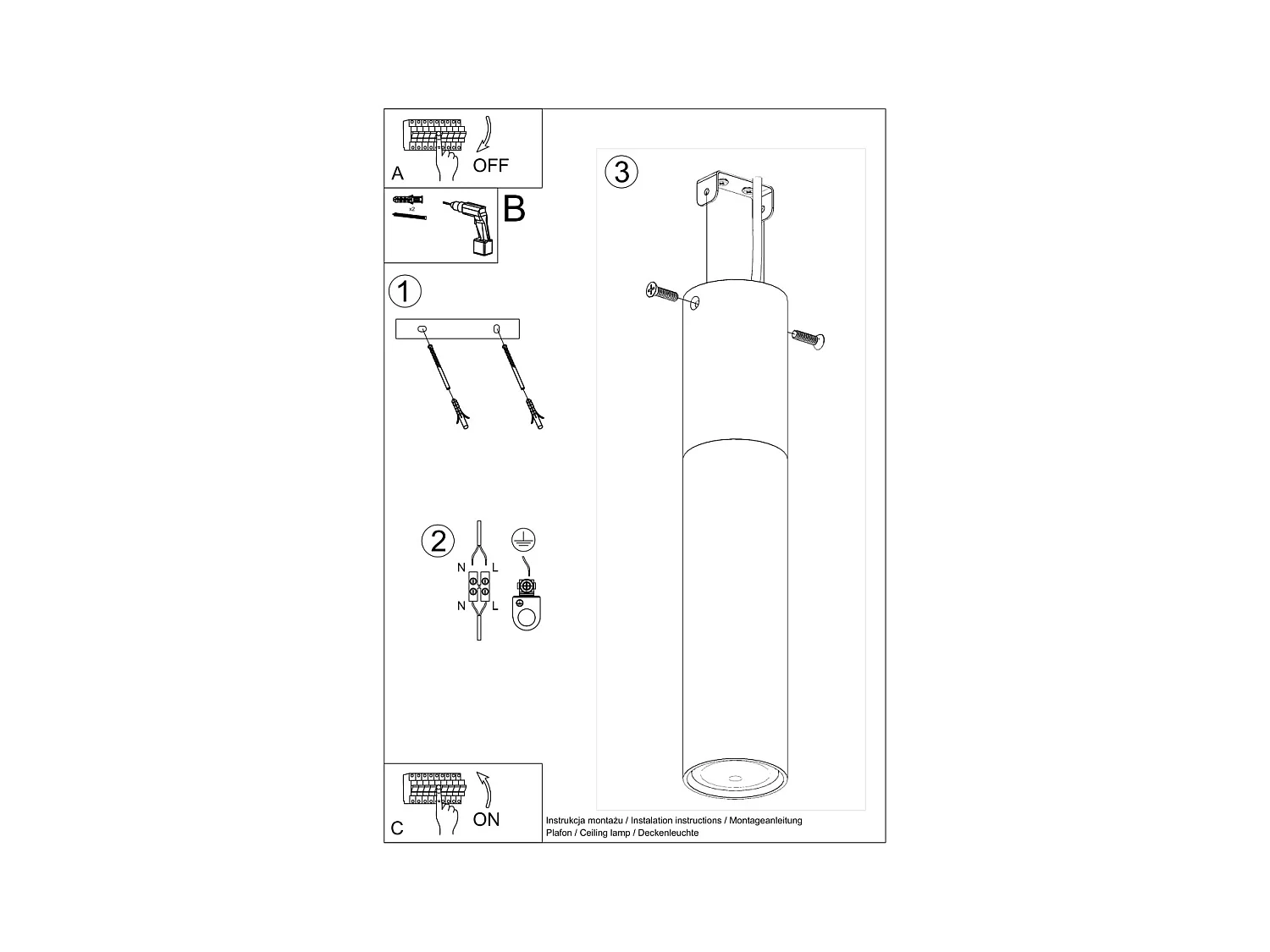 Plafony nowoczesny Poblano, stal/drewno - 1 źródło światła 4000K - L.6 x H.30 cm - naturalne drewno/biały