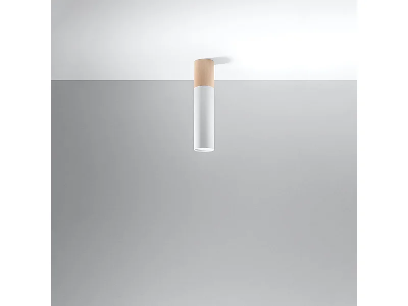 Lampade da soffitto Poblano moderno di acciaio/legno - 1 sorgenti luminose 4000K - L.6 x A.30 cm - legno naturale/bianco