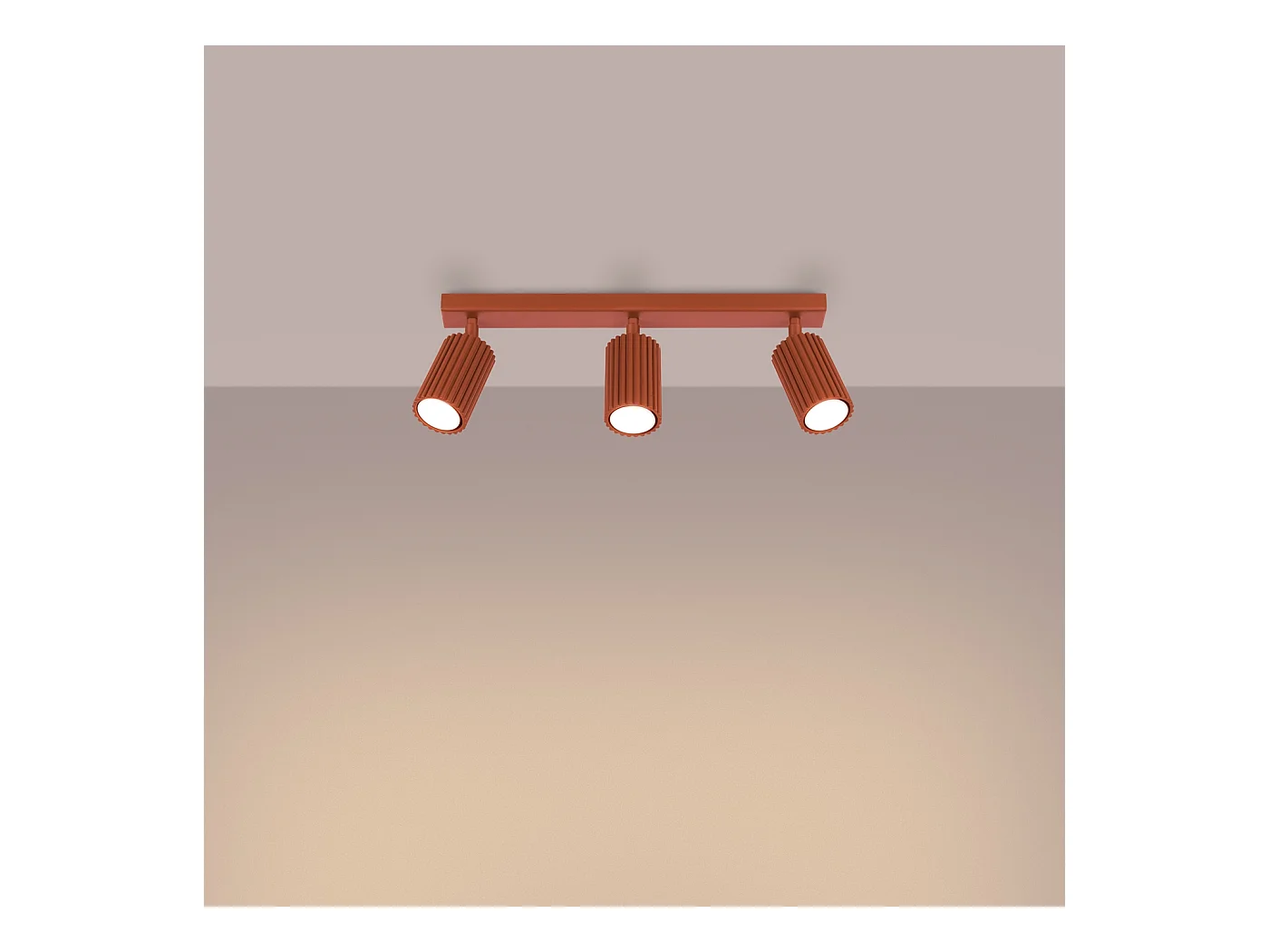 Plafondlamp Gloow minimalistisch van  - 3 lichtbronnen 4000K - L.45 x H.16,5 cm - rode oker