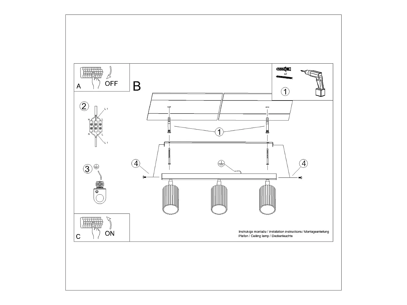 Plafondlamp Gloow minimalistisch van  - 3 lichtbronnen 4000K - L.45 x H.16,5 cm - rode oker
