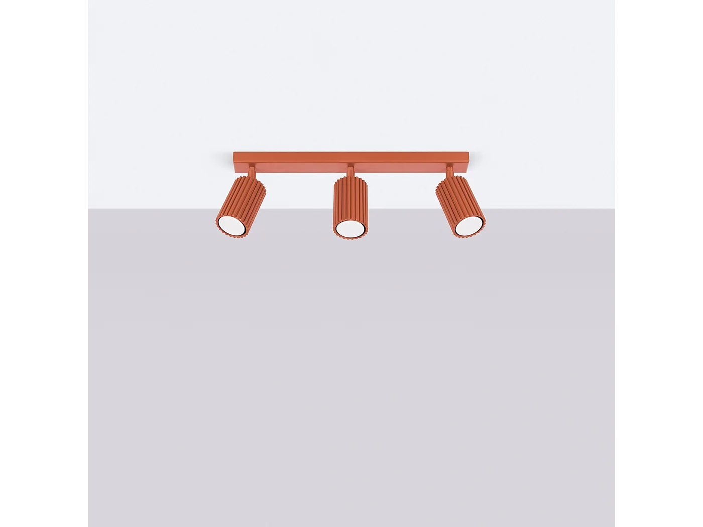 Plafonnier Gloow minimaliste en aluminium - 3 sources lumineuses 4000K - L.45 x H.16,5 cm - ocre rouge