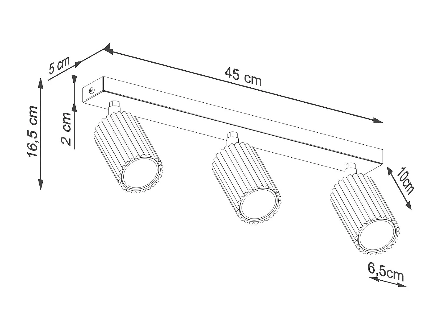 Plafonnier Gloow minimaliste en aluminium - 3 sources lumineuses 4000K - L.45 x H.16,5 cm - ocre rouge
