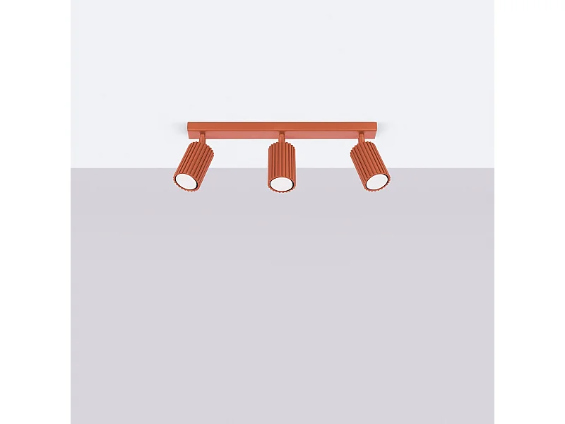 Lámpara de techo Gloow minimalista de aluminio - 3 fuentes luminosas 4000K - L.45 x A.16,5 cm - ocre rojo