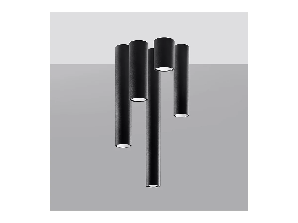 Plafony nowoczesny Toris, stal - 1 źródło światła 3000K - L.6 x H.60 cm - czarny