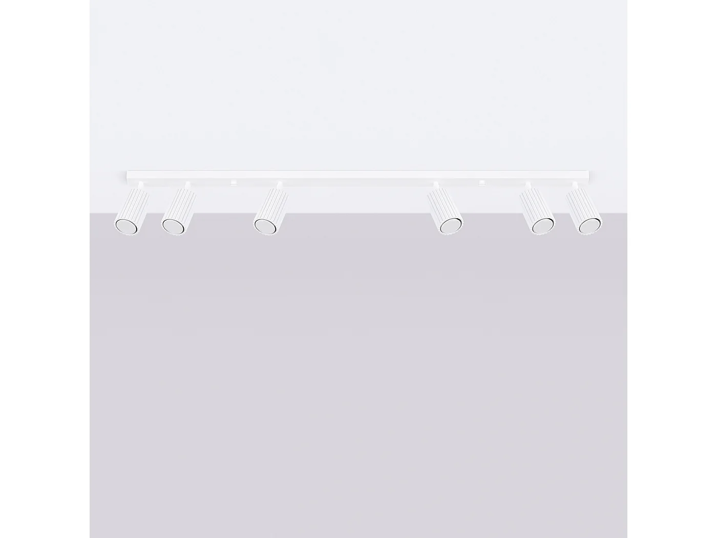 Plafonnier Gloow minimaliste en aluminium - 6 sources lumineuses 4000K - L.117 x H.16,5 cm - blanc