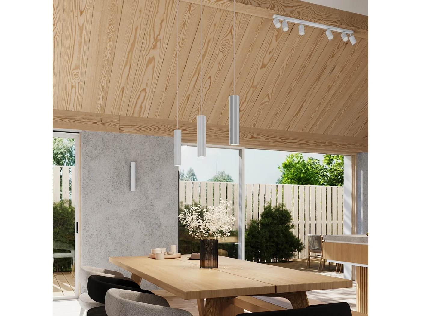 Plafonnier Gloow minimaliste en aluminium - 6 sources lumineuses 4000K - L.117 x H.16,5 cm - blanc