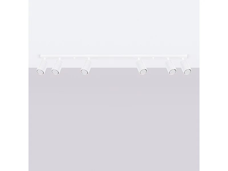 Plafonnier Gloow minimaliste en aluminium - 6 sources lumineuses 4000K - L.117 x H.16,5 cm - blanc