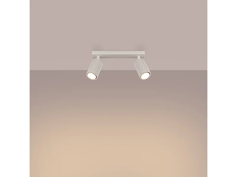 Plafonnier Gloow minimaliste en aluminium - 2 sources lumineuses 3000K - L.30 x H.16,5 cm - beige