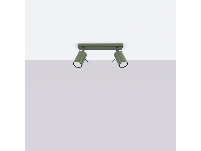 Plafonnier Briix moderne en acier - 2 sources lumineuses 4000K - L.30 x H.17 cm - vert olive