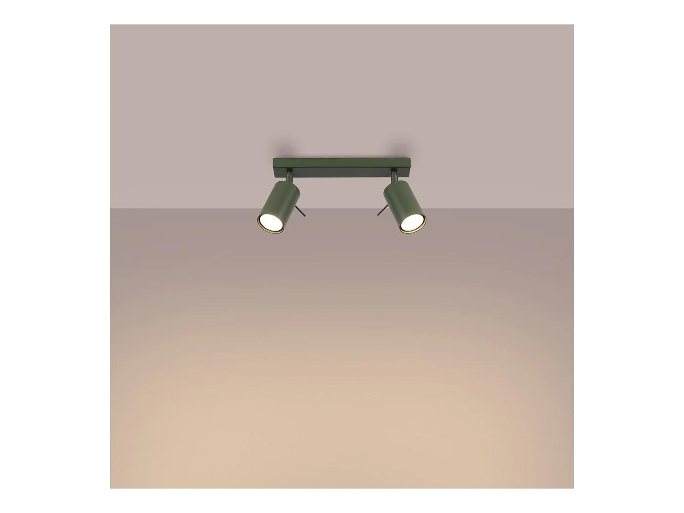 Plafonnier Briix moderne en acier - 2 sources lumineuses 4000K - L.30 x H.17 cm - vert olive