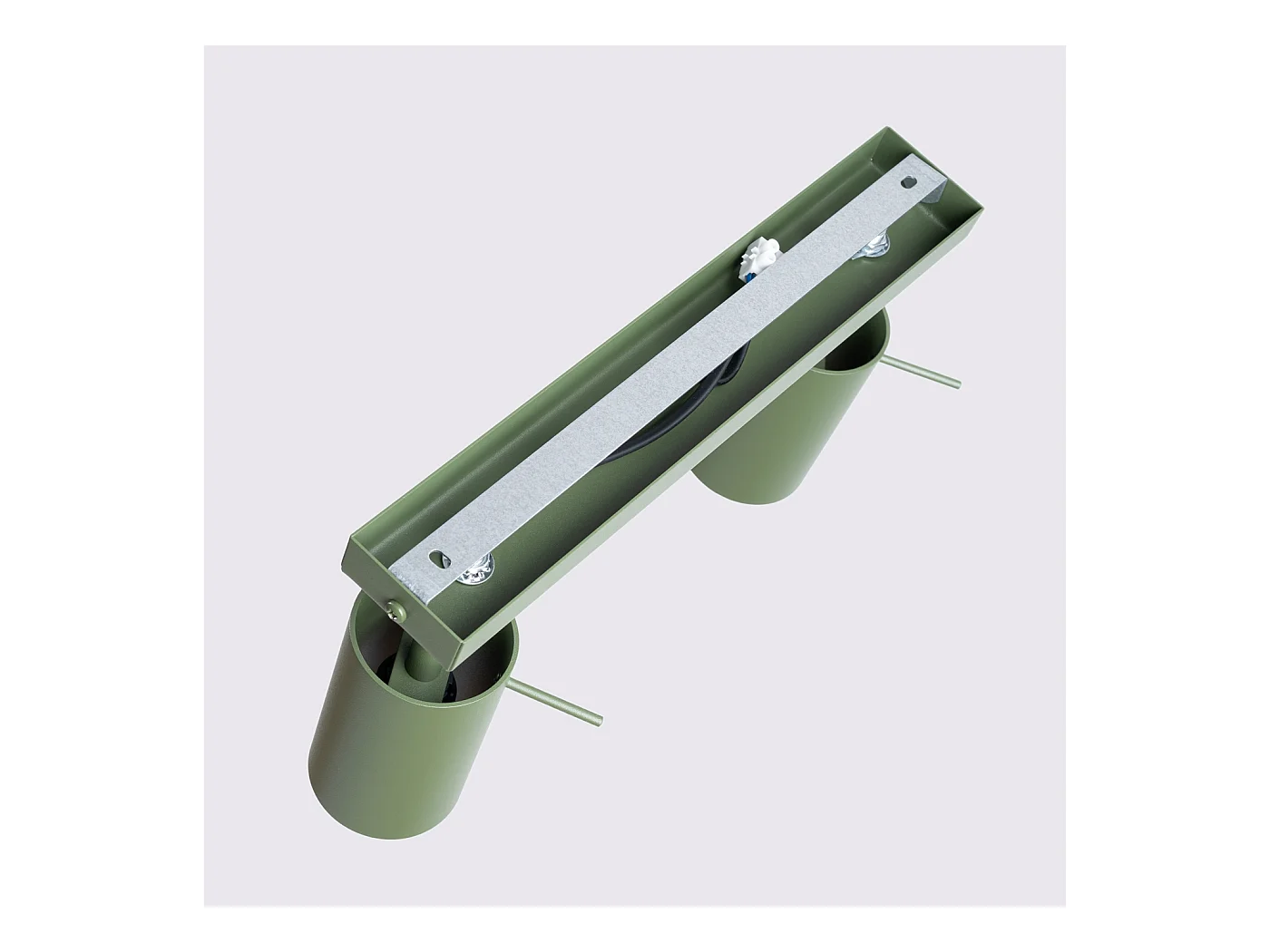 Plafonnier Briix moderne en acier - 2 sources lumineuses 4000K - L.30 x H.17 cm - vert olive