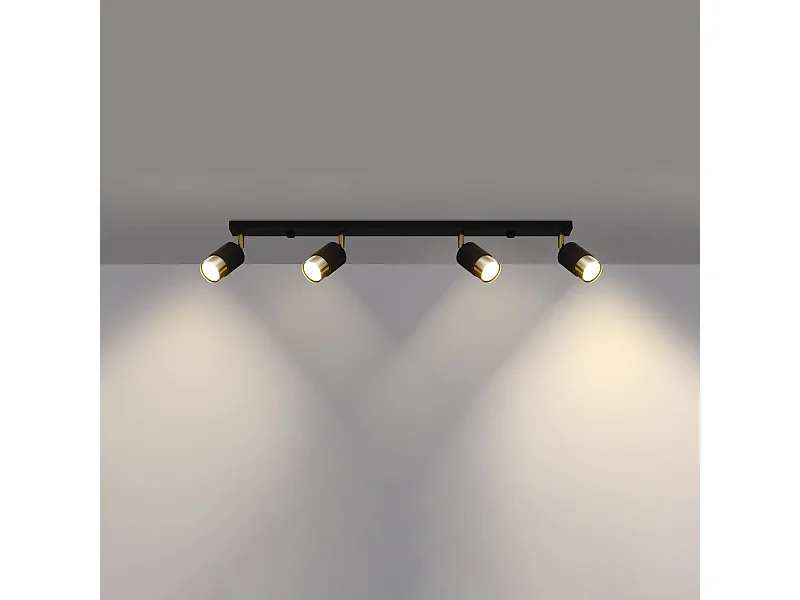 Plafondlampen Alvor modern van  - 4 lichtbronnen 3000K - L.81 x H.18 cm - zwart goud