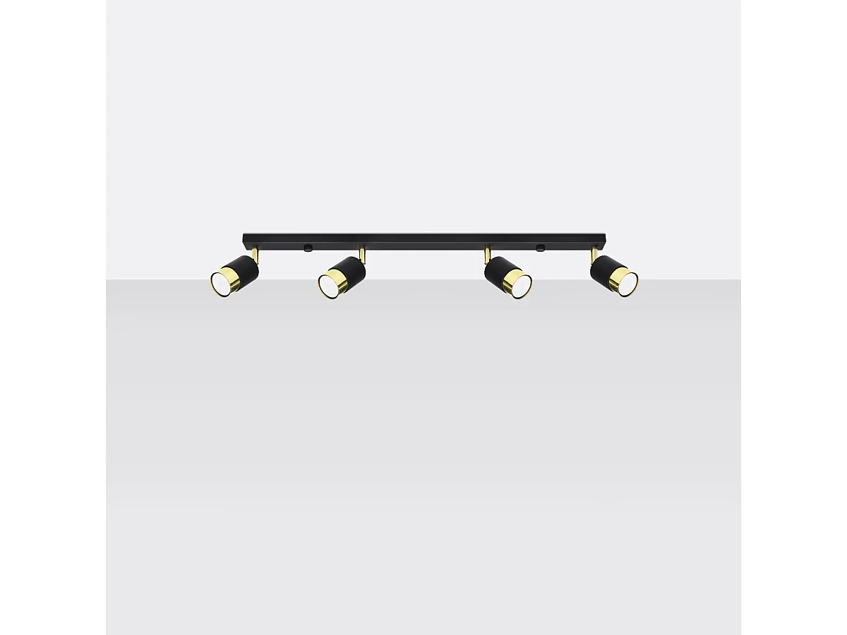 Plafonniers Alvor moderne en acier - 4 sources lumineuses 3000K - L.81 x H.18 cm - or noir