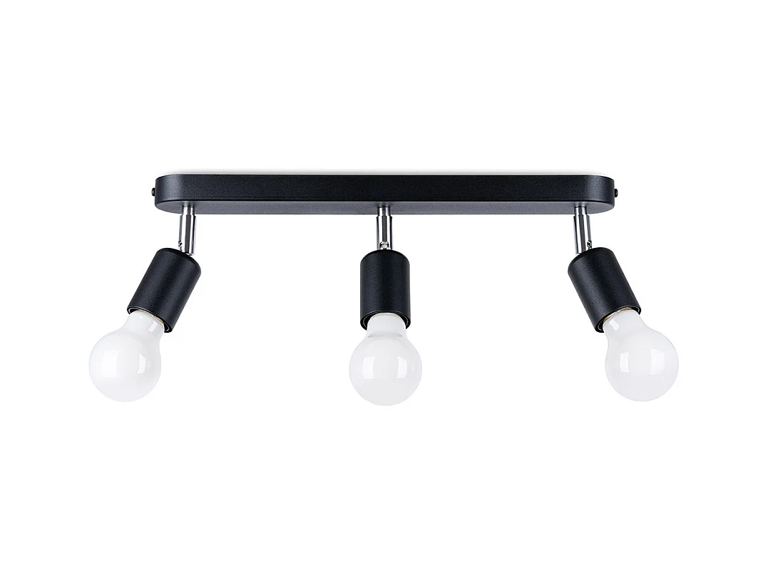 Plafondlampen Synfex minimalistisch van  - 3 lichtbronnen 3000K - L.40 x H.13,5 cm - zwart