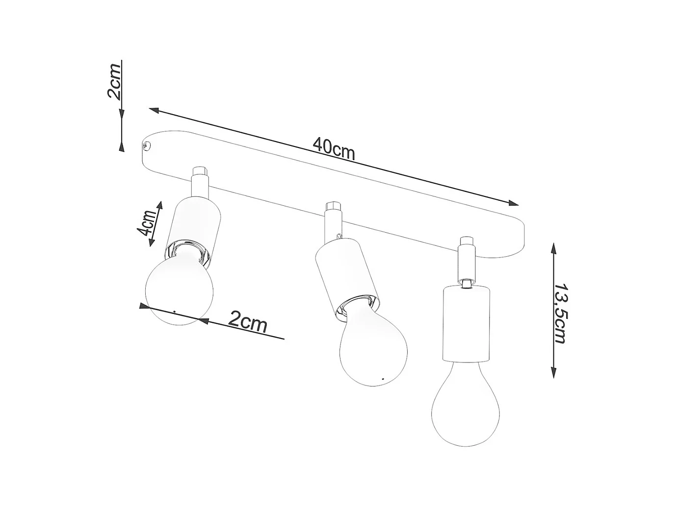 Plafondlampen Synfex minimalistisch van  - 3 lichtbronnen 3000K - L.40 x H.13,5 cm - zwart