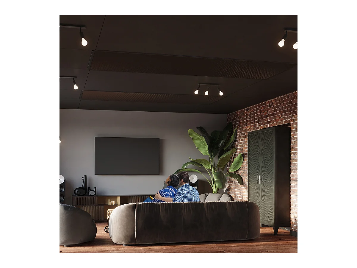 Plafondlampen Synfex minimalistisch van  - 3 lichtbronnen 3000K - L.40 x H.13,5 cm - zwart