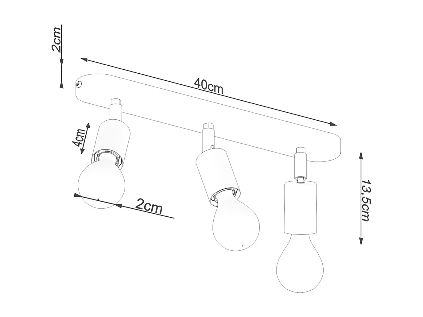 Plafonniers Synfex minimaliste en acier - 3 sources lumineuses 3000K - L.40 x H.13,5 cm - noir