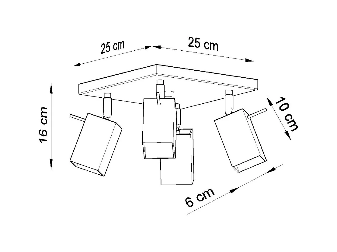 Plafony nowoczesny Briow, stal - 4 źródło światła 4000K - L.25 x H.16 cm - czarny