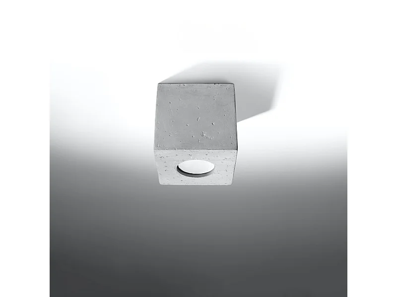 Plafonniers Quadx industriel en béton - 1 sources lumineuses 4000K - L.10 x H.10 cm - gris