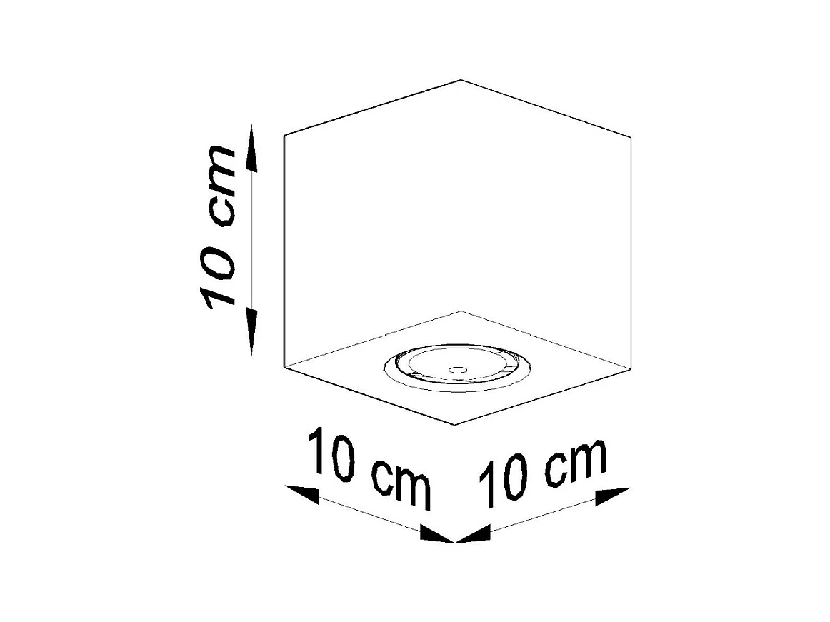 Plafonniers Quadx industriel en béton - 1 sources lumineuses 4000K - L.10 x H.10 cm - gris