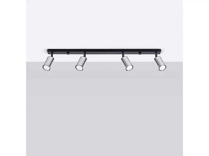 Plafondlampen Glois modern van  - 4 lichtbronnen 4000K - L.82 x H.18,5 cm - zwart/chroom