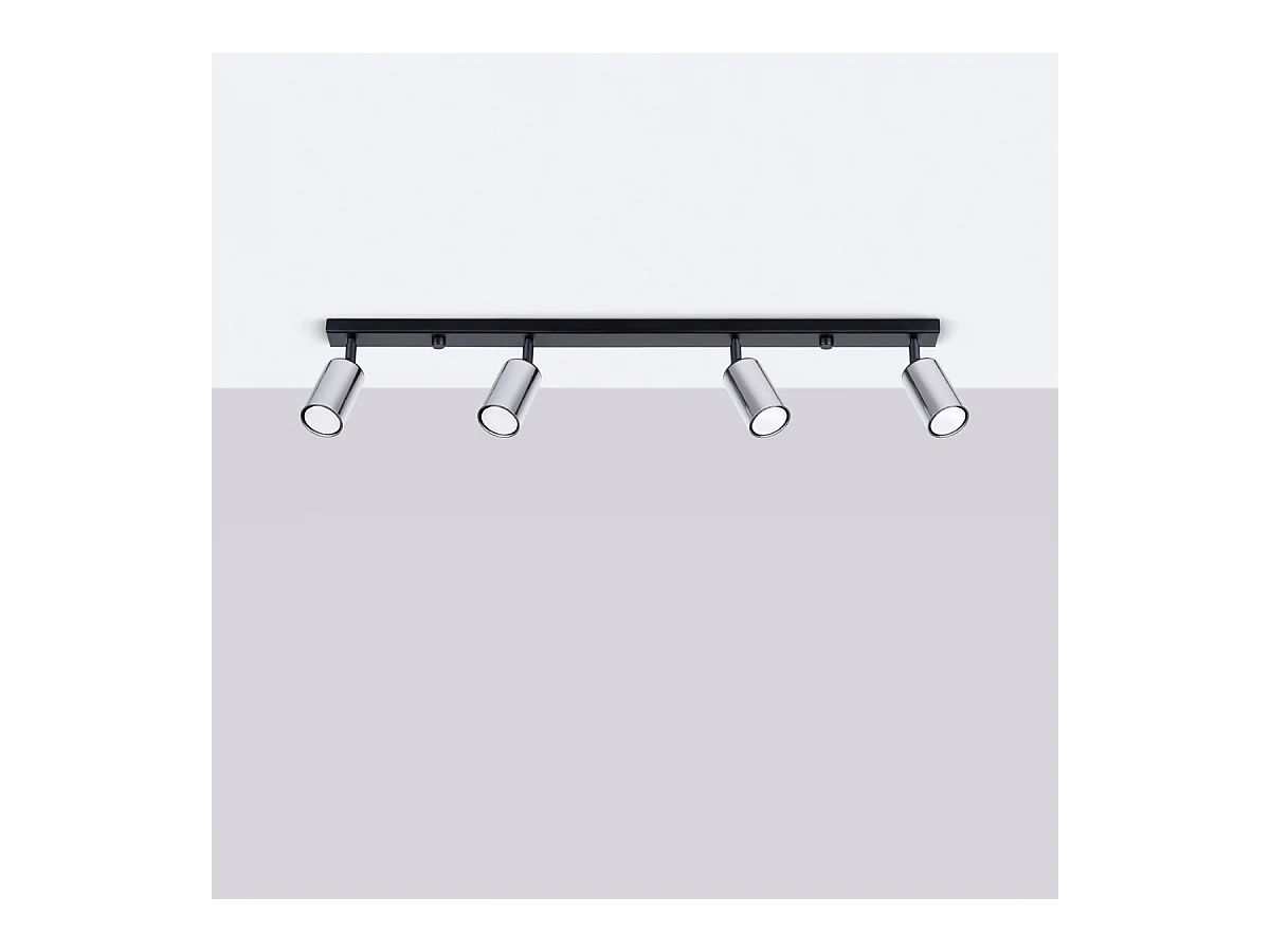 Plafondlampen Glois modern van  - 4 lichtbronnen 4000K - L.82 x H.18,5 cm - zwart/chroom