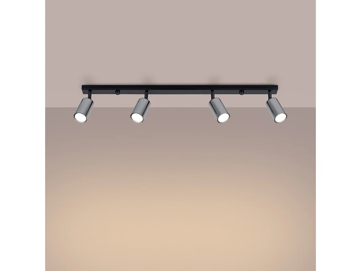 Plafondlampen Glois modern van  - 4 lichtbronnen 4000K - L.82 x H.18,5 cm - zwart/chroom