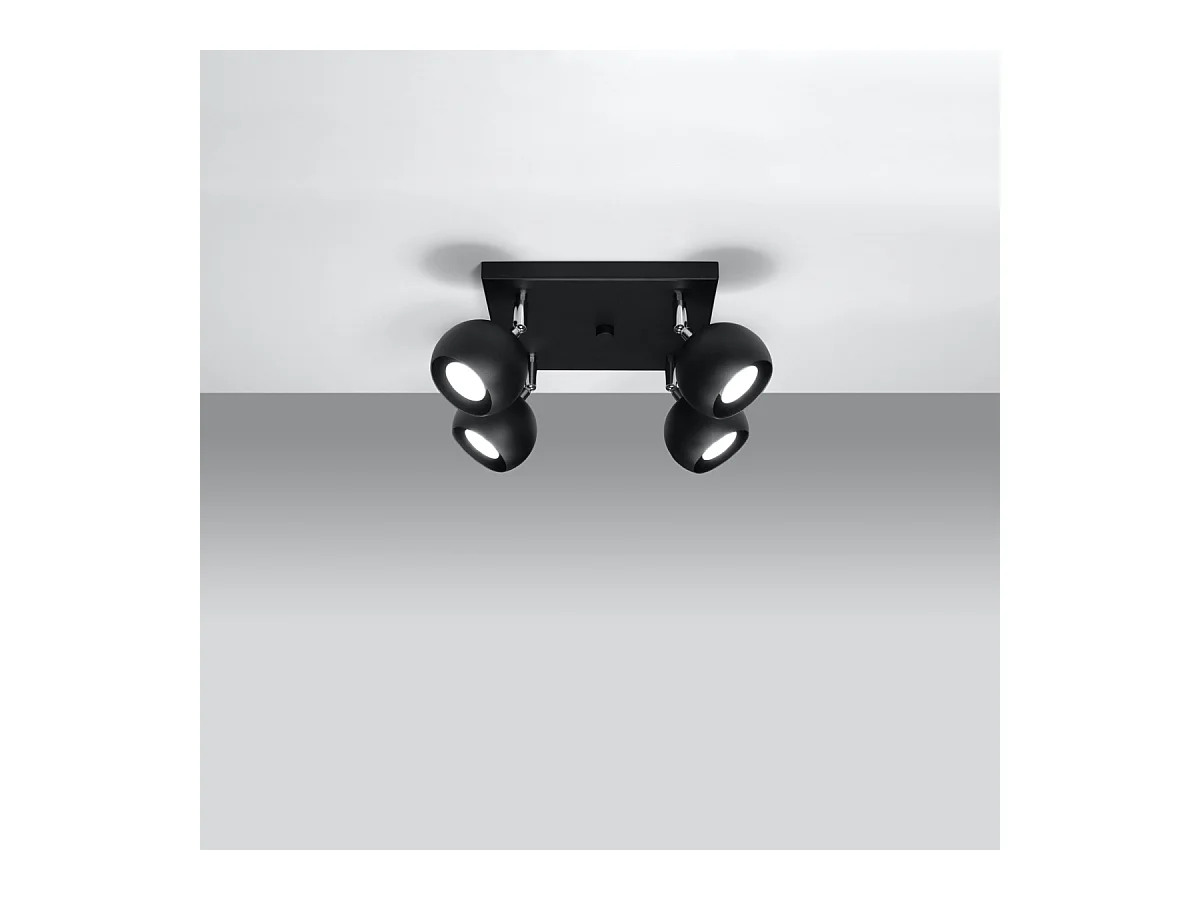 Plafondlampen Rayis modern van  - 4 lichtbronnen 4000K - L.25 x H.16 cm - zwart