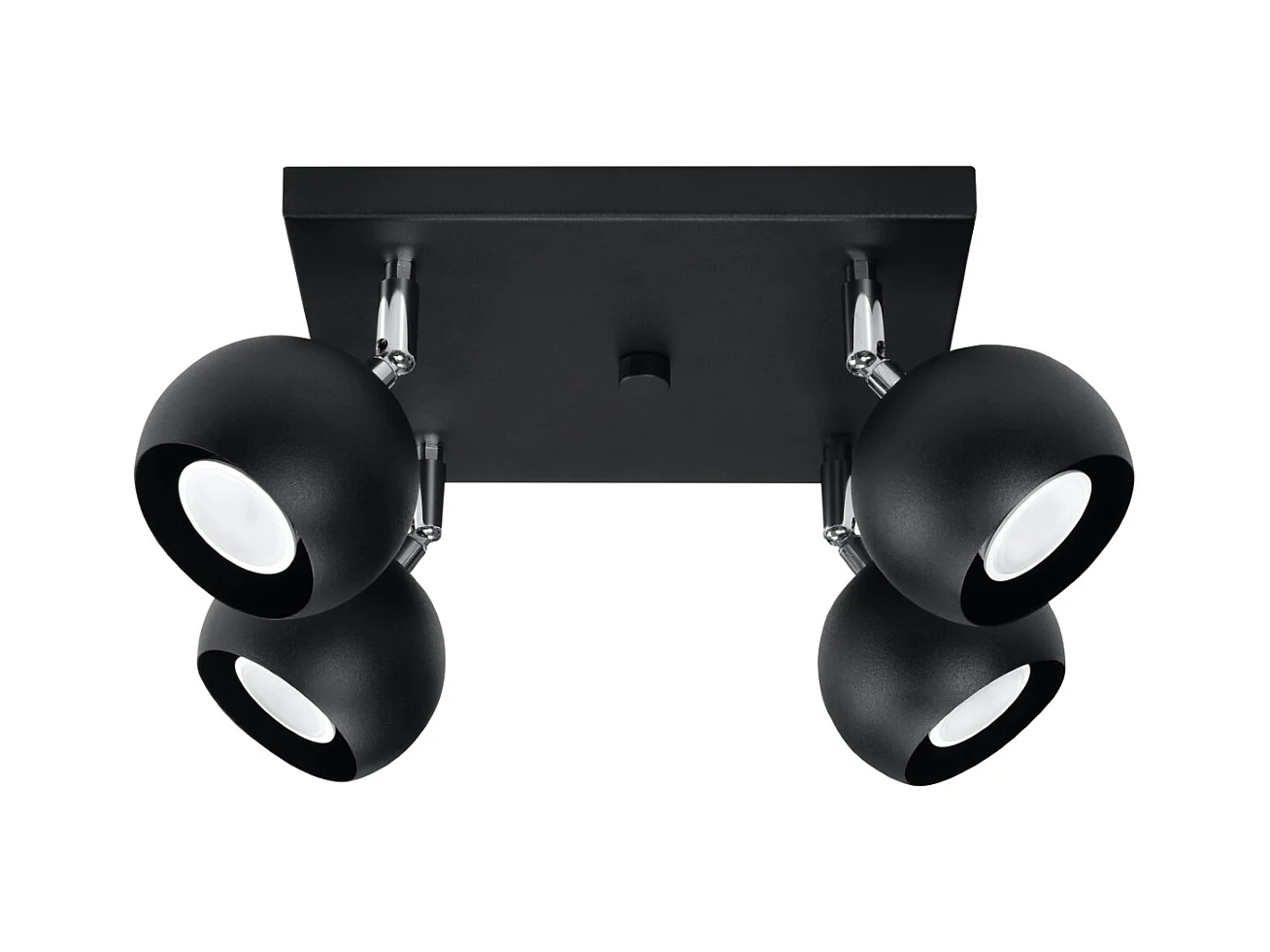 Plafondlampen Rayis modern van  - 4 lichtbronnen 4000K - L.25 x H.16 cm - zwart