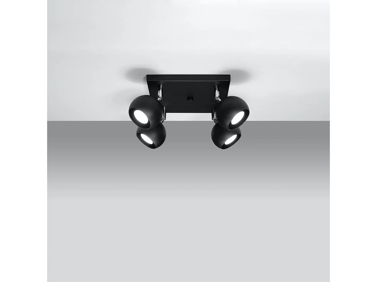 Plafonniers Rayis moderne en acier - 4 sources lumineuses 4000K - L.25 x H.16 cm - noir