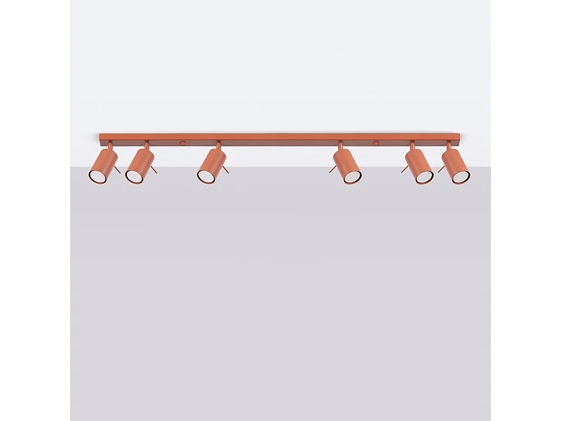 Lampa sufitowa nowoczesny Briix, stal - 6 źródło światła 4000K - L.117 x H.17 cm - ochra czerwona
