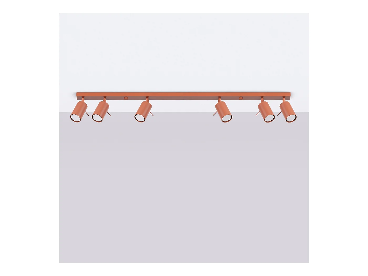 Lampa sufitowa nowoczesny Briix, stal - 6 źródło światła 4000K - L.117 x H.17 cm - ochra czerwona