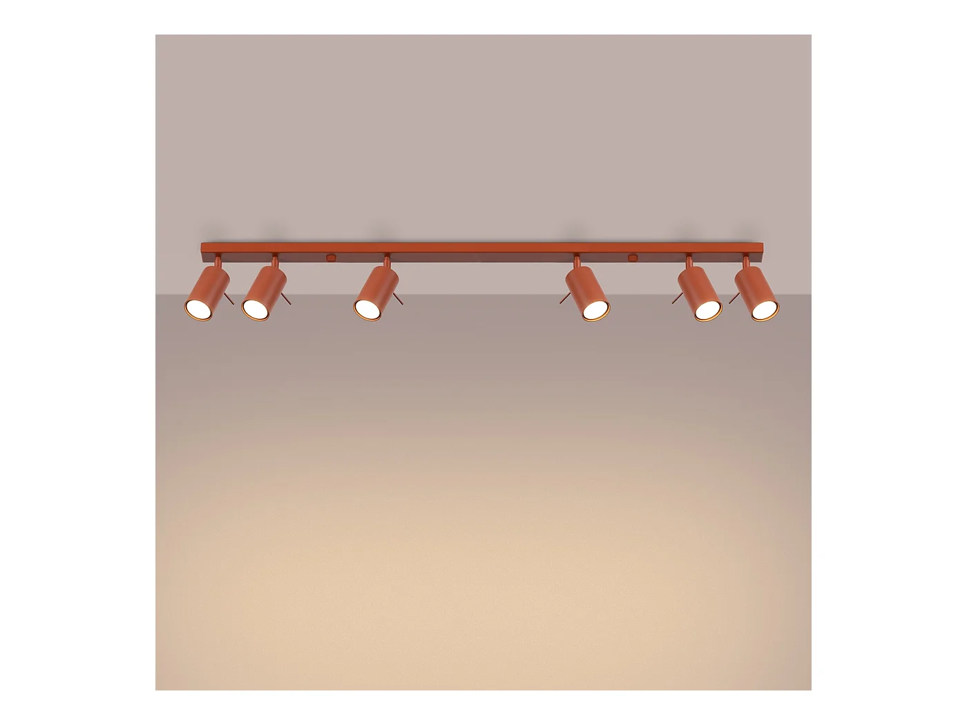 Lampa sufitowa nowoczesny Briix, stal - 6 źródło światła 4000K - L.117 x H.17 cm - ochra czerwona