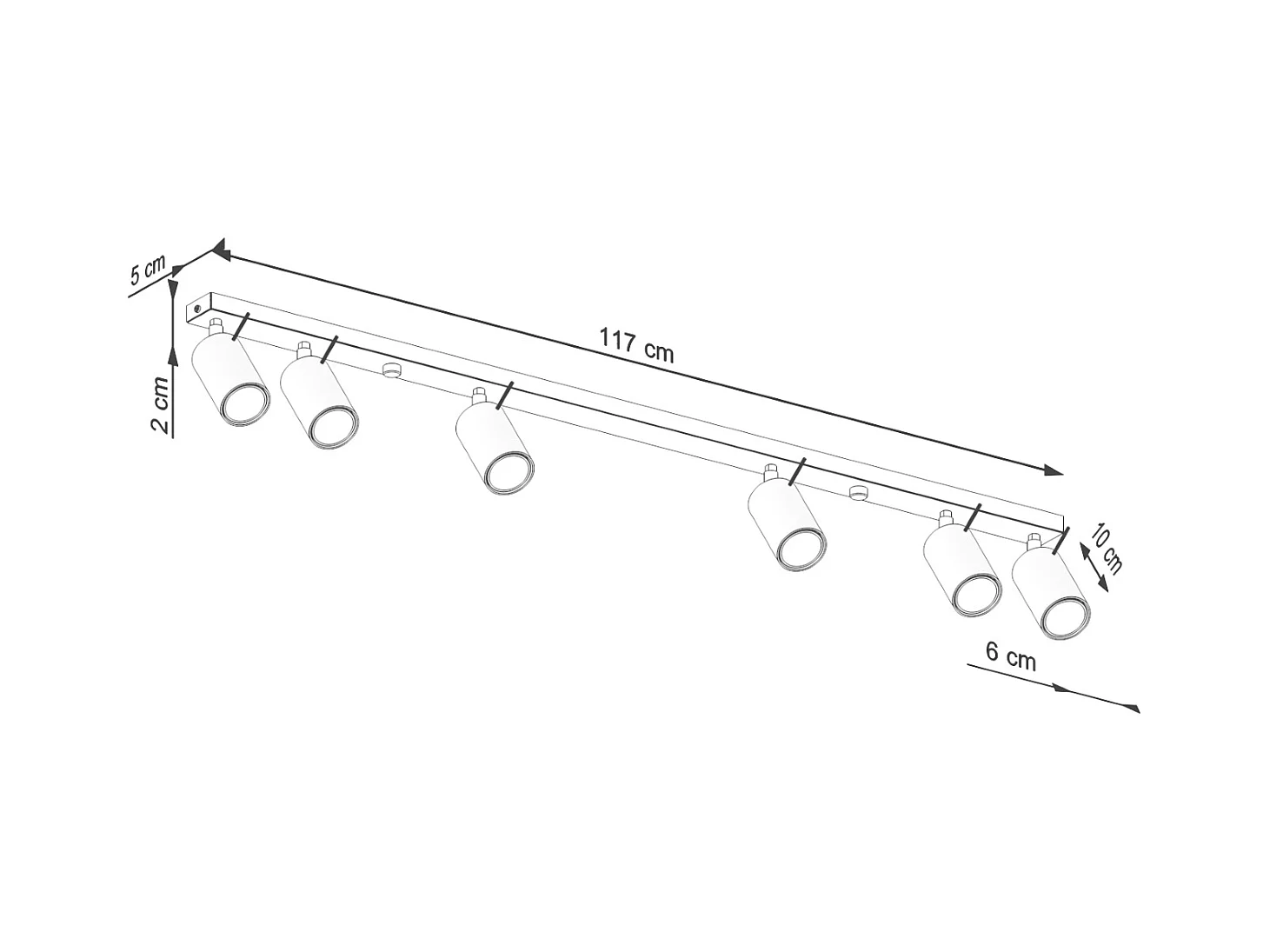Lampa sufitowa nowoczesny Briix, stal - 6 źródło światła 4000K - L.117 x H.17 cm - ochra czerwona