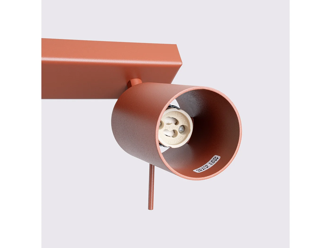 Plafonnier Briix moderne en acier - 6 sources lumineuses 4000K - L.117 x H.17 cm - ocre rouge