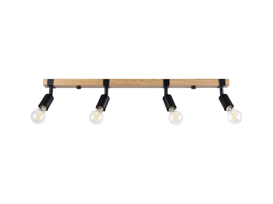 Plafondlampen Shad modern van  - 4 lichtbronnen 4000K - L.89 x H.14 cm - zwart hout