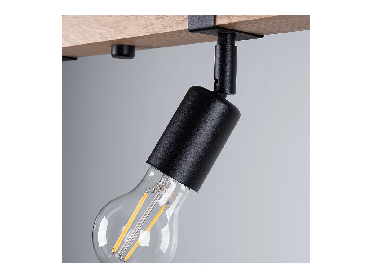 Plafondlampen Shad modern van  - 4 lichtbronnen 4000K - L.89 x H.14 cm - zwart hout