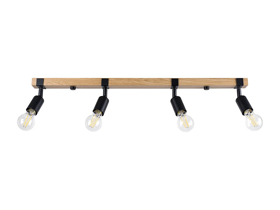Plafonniers Shad moderne en acier/bois - 4 sources lumineuses 4000K - L.89 x H.14 cm - bois noir