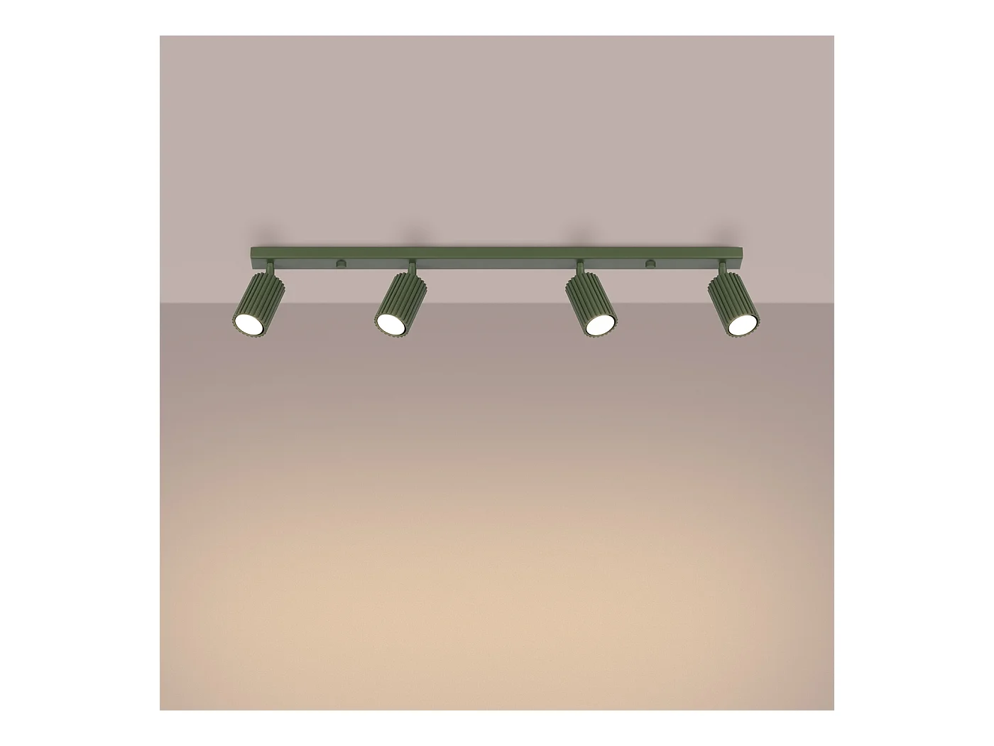 Plafondlamp Gloow minimalistisch van  - 4 lichtbronnen 4000K - L.81 x H.16,5 cm - olijfgroen