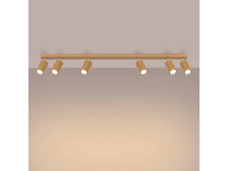 Plafondlamp Gloow minimalistisch van  - 6 lichtbronnen 3000K - L.117 x H.16,5 cm - gouden